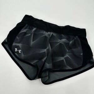 Under‎ Armour Women's HeatGear Running Shorts Black Geometric Print MD